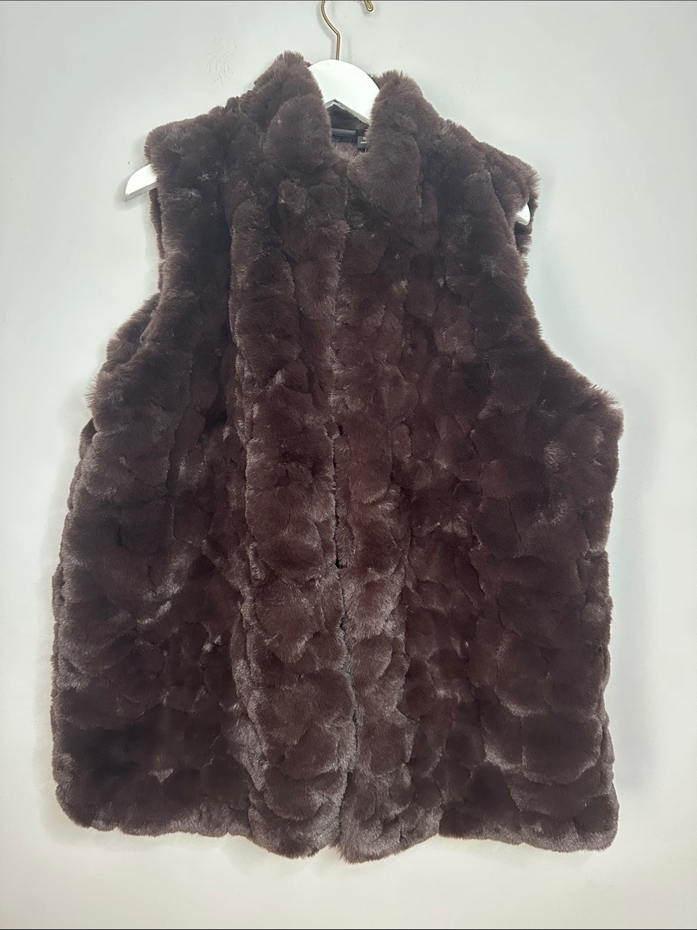 Rachel Zoe Brown Faux Fur Sleeveless Vest 2X